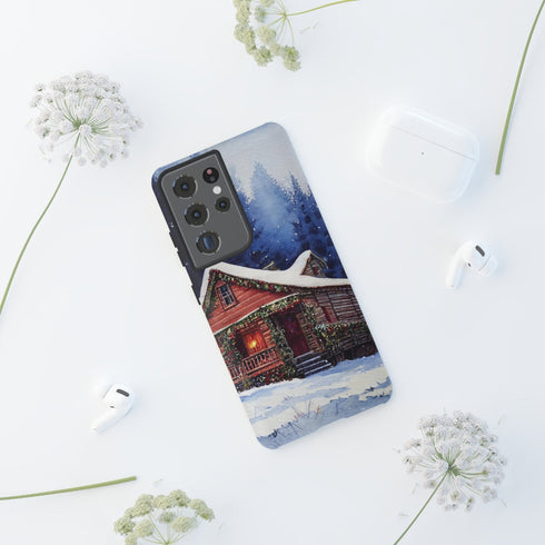 Cozy Christmas Cabin in the Snow - Impact Resistant Phone Case
